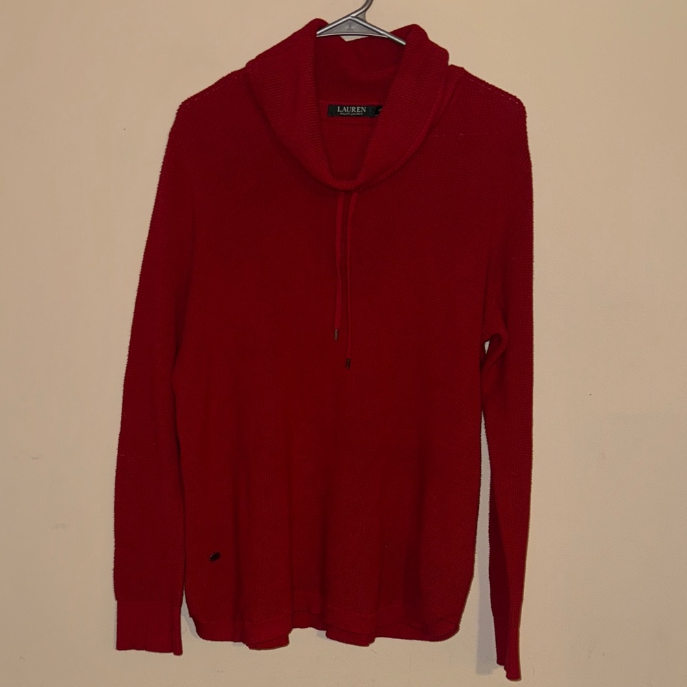 Lauren Ralph Lauren 1X Women's Red Sweater Drawstring Neck